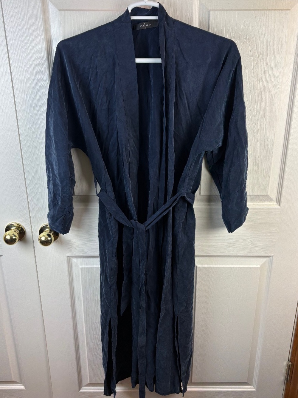 Niluu Vegan Silk Cupro Belted Tie Robe